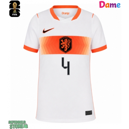 Holland Virgil van Dijk #4 Replika Udebanetrøje Dame VM 2026 Kortærmet